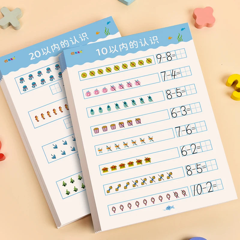 Math Workbook 2-Book Set – Numbers 1–10 & Addition/Subtraction Within 20 Practice Sheets