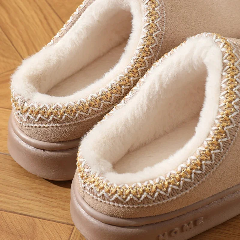 Women’s Fluffy Platform Slippers 2025 – Plush Warm Non-Slip Winter Home Shoes