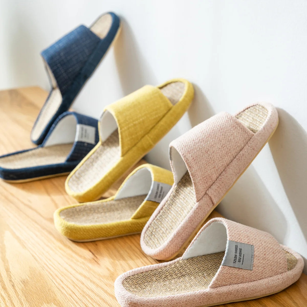 TZLDN Summer Linen Slippers – Lightweight Breathable Non-Slip Flat Sandals for Women & Men Indoor Home Slides