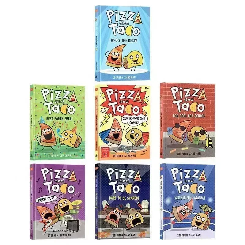 Pizza and Taco 7-Book Set – English Color Comic Chapter Books for Kids