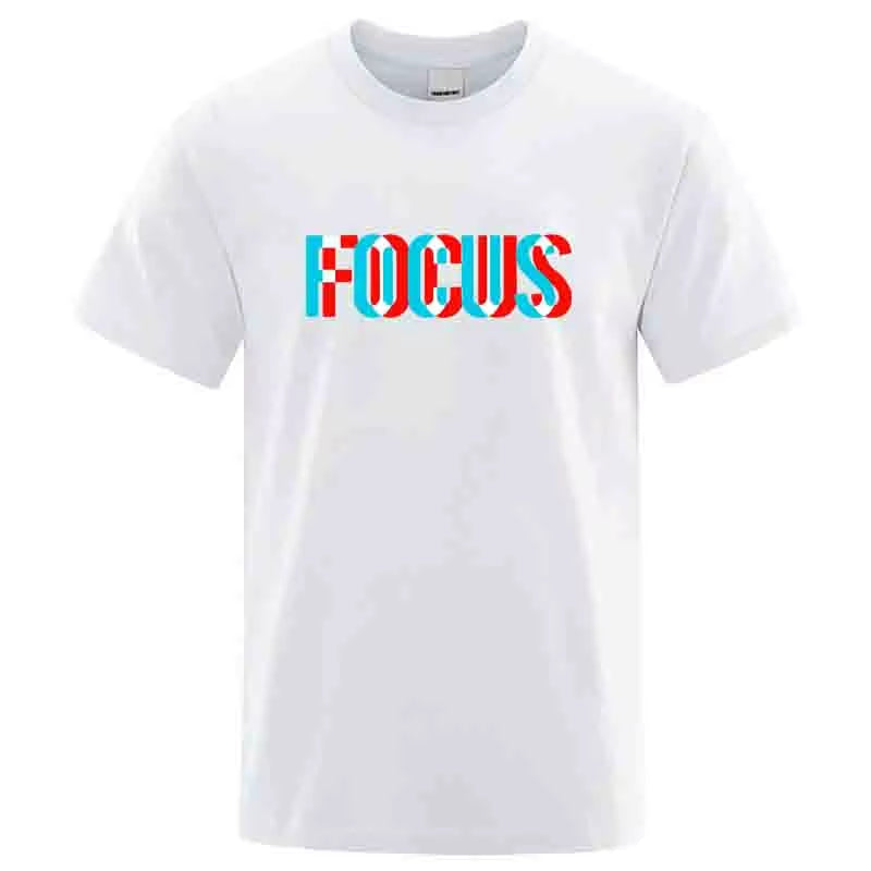 Summer Men’s 100% Cotton Focus Print T-Shirt – Casual Loose O-Neck Short Sleeve Tee