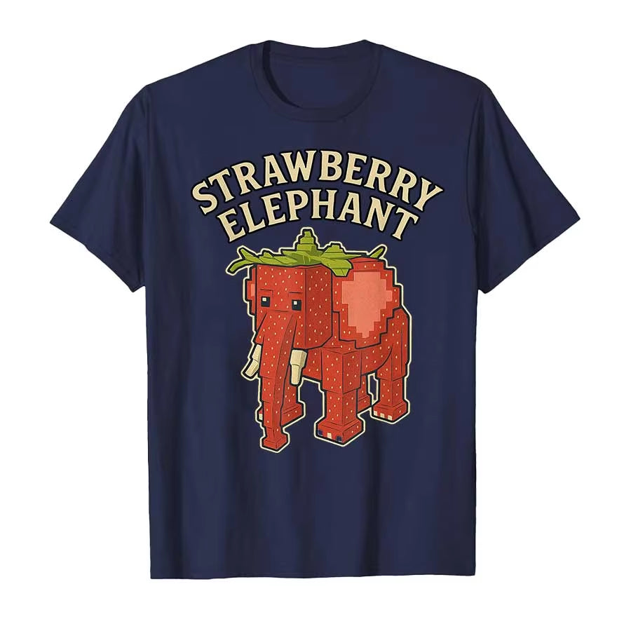 Strawberry Elephant Funny Italian Brainrot Meme T-Shirt – Popular Kids & Adults Gaming Cotton Short Sleeve Tee