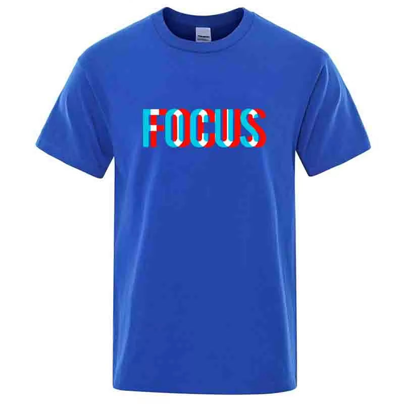 Summer Men’s 100% Cotton Focus Print T-Shirt – Casual Loose O-Neck Short Sleeve Tee