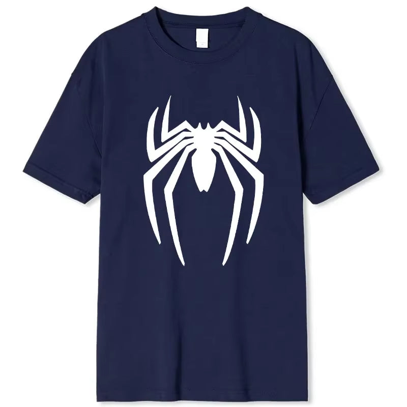 Summer Spider Hero Men’s T-Shirt – Oversized Casual Streetwear Short Sleeve Cartoon Sports Tee for Men