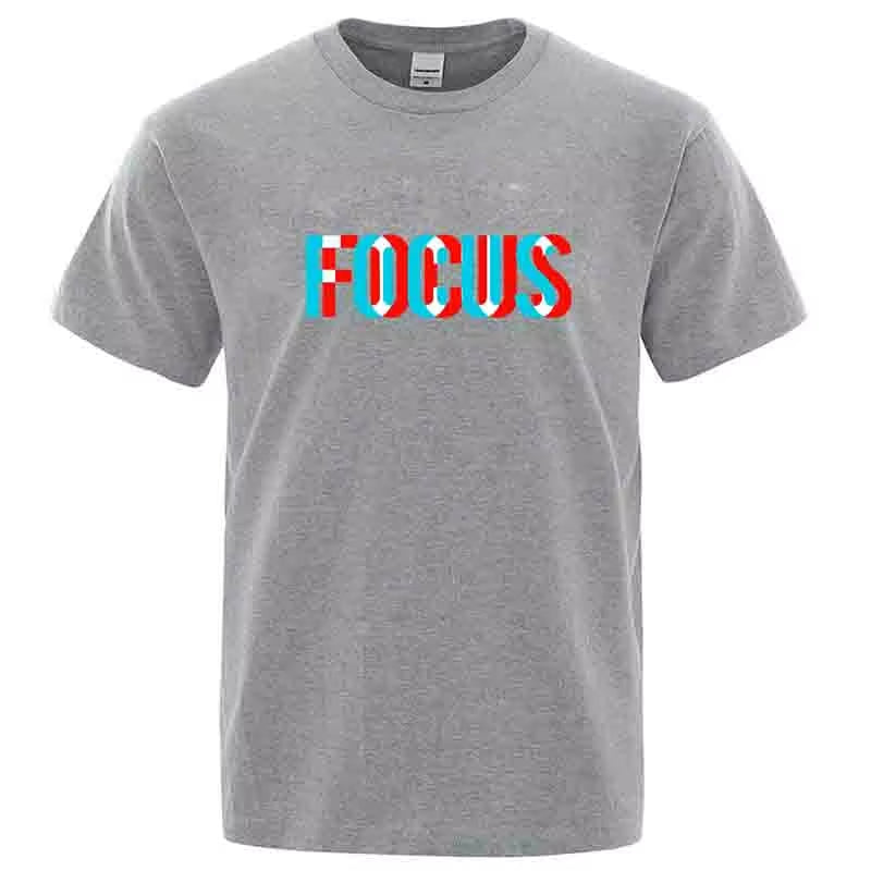 Summer Men’s 100% Cotton Focus Print T-Shirt – Casual Loose O-Neck Short Sleeve Tee