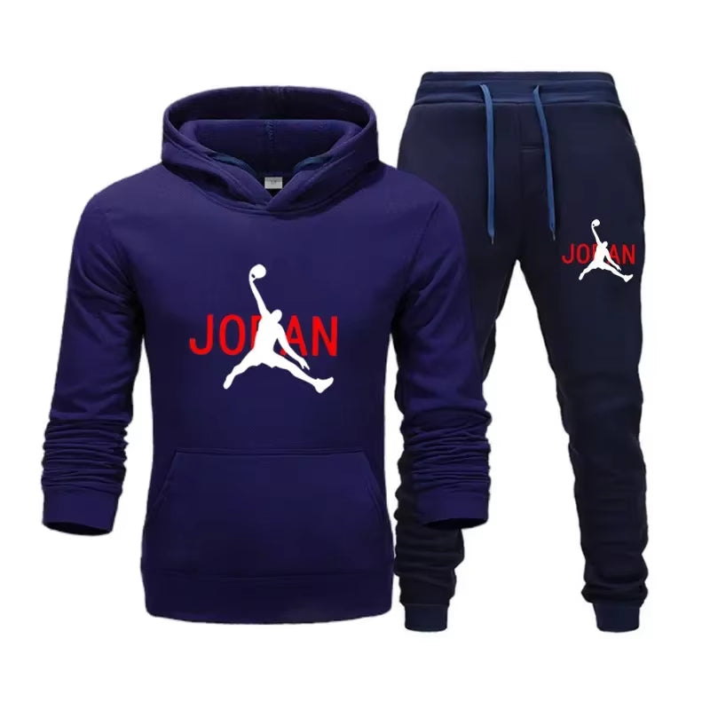 2024 Autumn/Winter Men’s Sports Tracksuit – Hoodie & Sweatpants 2-Piece Casual Basketball Outfit