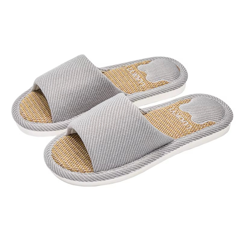 TZLDN Summer Linen Slippers – Lightweight Breathable Non-Slip Flat Sandals for Women & Men Indoor Home Slides