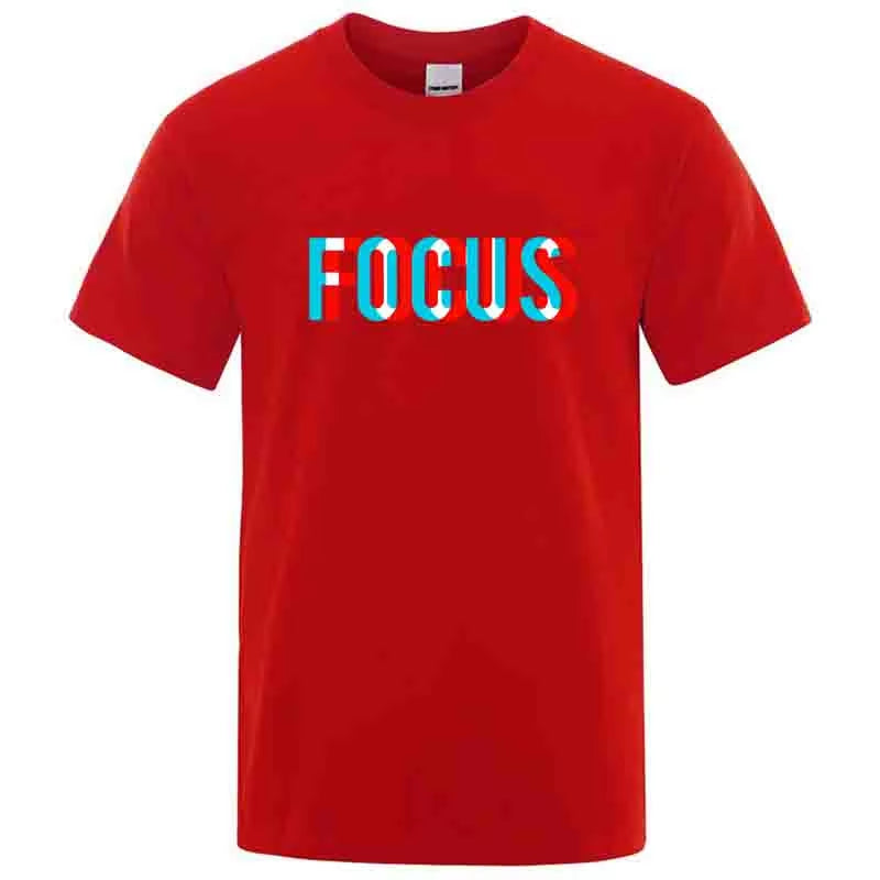 Summer Men’s 100% Cotton Focus Print T-Shirt – Casual Loose O-Neck Short Sleeve Tee