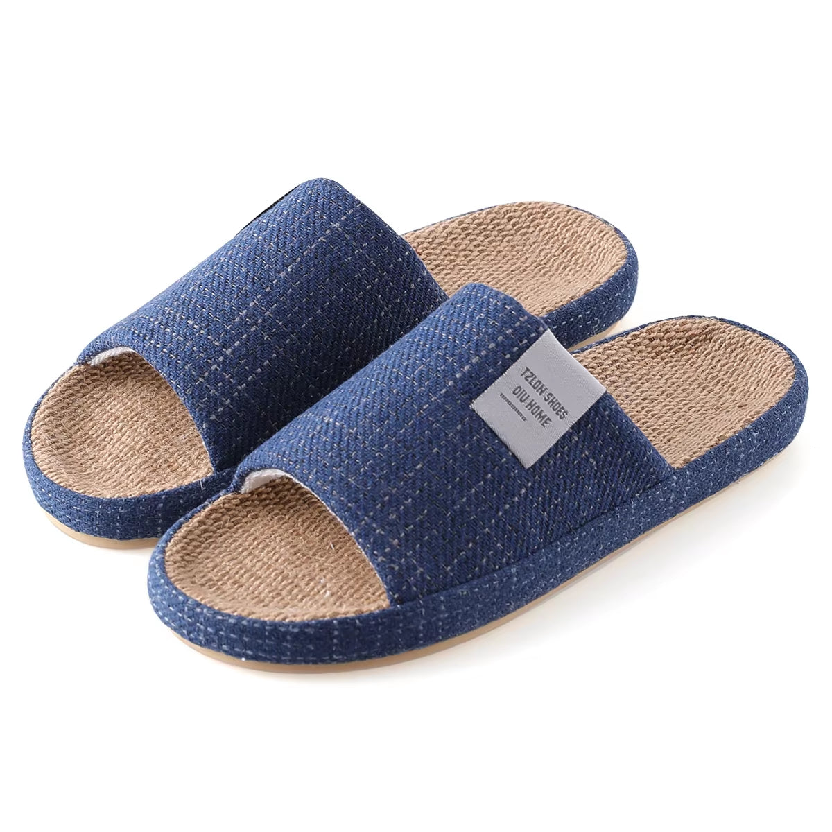 TZLDN Summer Linen Slippers – Lightweight Breathable Non-Slip Flat Sandals for Women & Men Indoor Home Slides