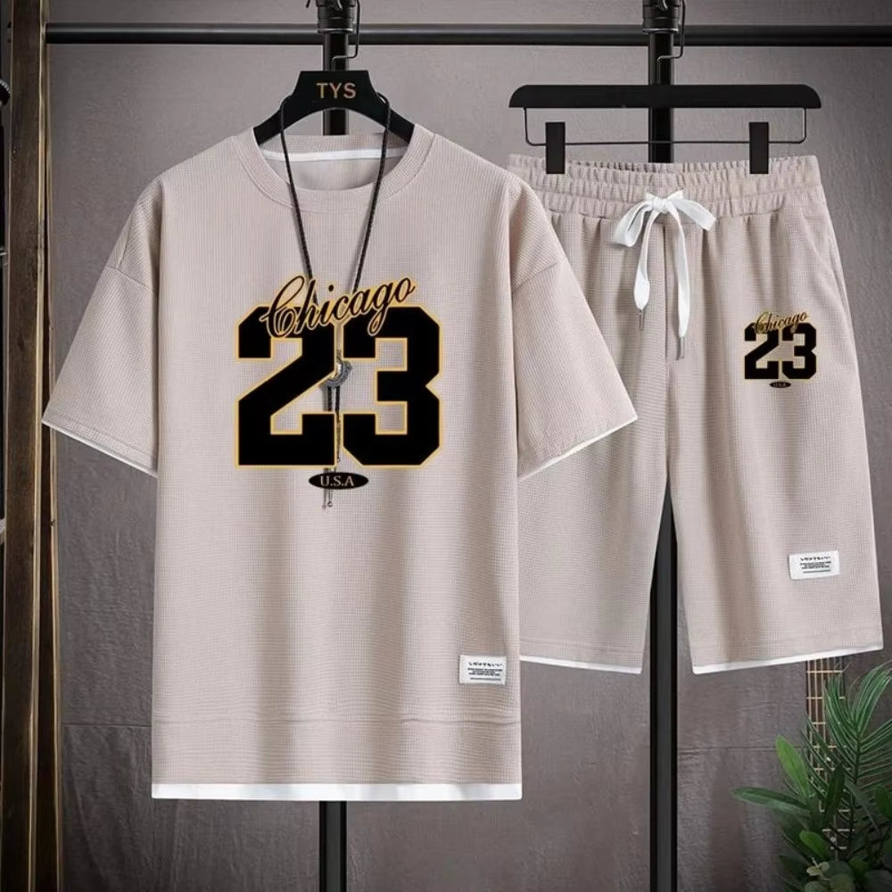 Men’s Korean Style Summer T-Shirt – Breathable Digital Print Round Neck Outdoor Top