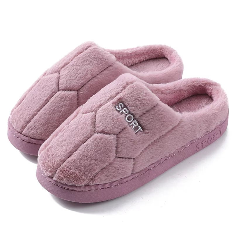 Women’s Plush Fluffy Warm Slippers – Fashion Cotton Indoor & Outdoor Shoes with Anti-Slip Sole