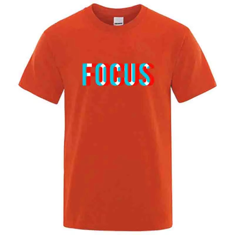 Summer Men’s 100% Cotton Focus Print T-Shirt – Casual Loose O-Neck Short Sleeve Tee