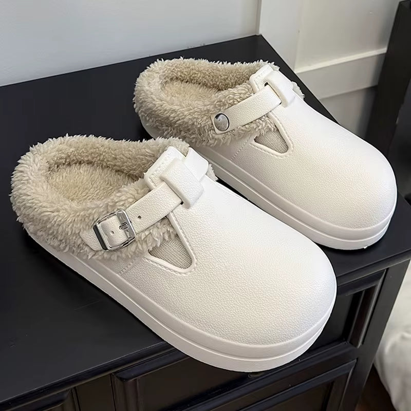 2025 Winter Waterproof Clogs Slippers – Women’s Lightweight Warm Plush Indoor Outdoor Non-Slip Cotton Birken Shoes