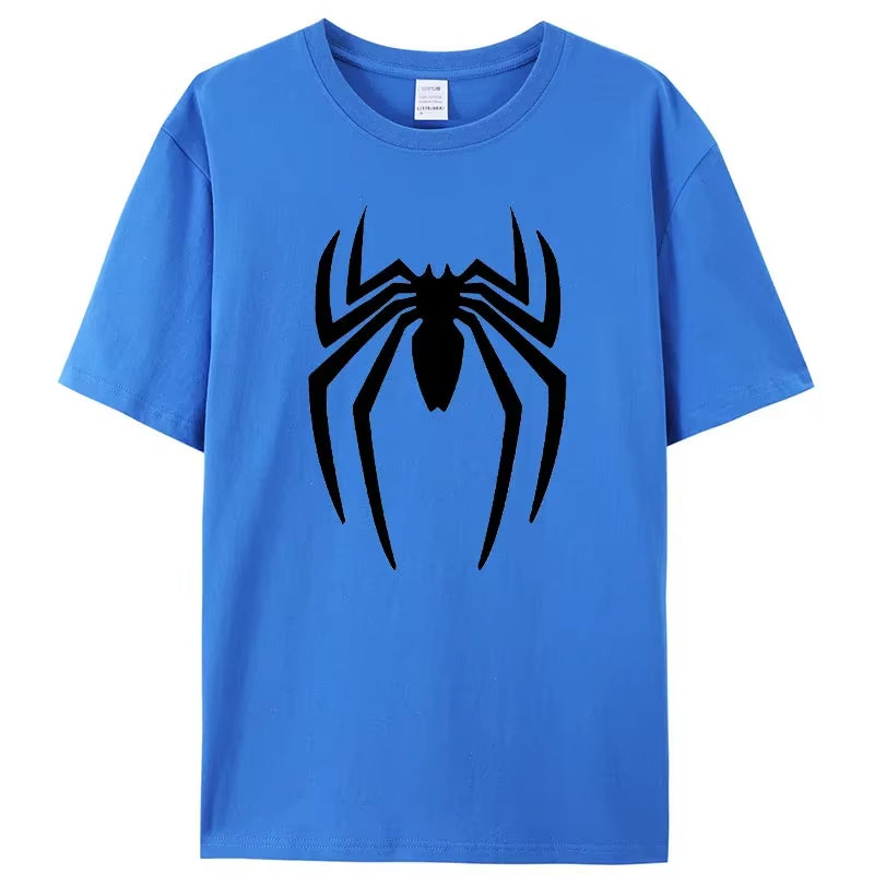Summer Spider Hero Men’s T-Shirt – Oversized Casual Streetwear Short Sleeve Cartoon Sports Tee for Men