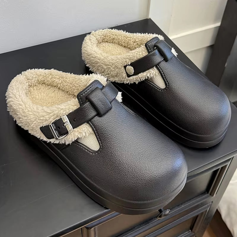 2025 Winter Waterproof Clogs Slippers – Women’s Lightweight Warm Plush Indoor Outdoor Non-Slip Cotton Birken Shoes