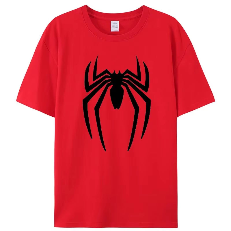 Summer Spider Hero Men’s T-Shirt – Oversized Casual Streetwear Short Sleeve Cartoon Sports Tee for Men