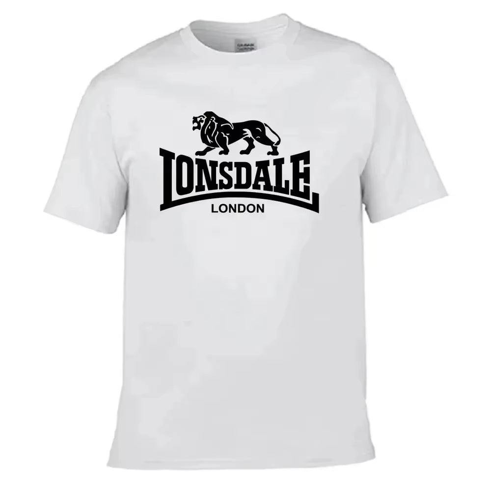 Men’s Lonsdale Lion Print T-Shirt – Summer Oversized Cotton Streetwear Short Sleeve Tee