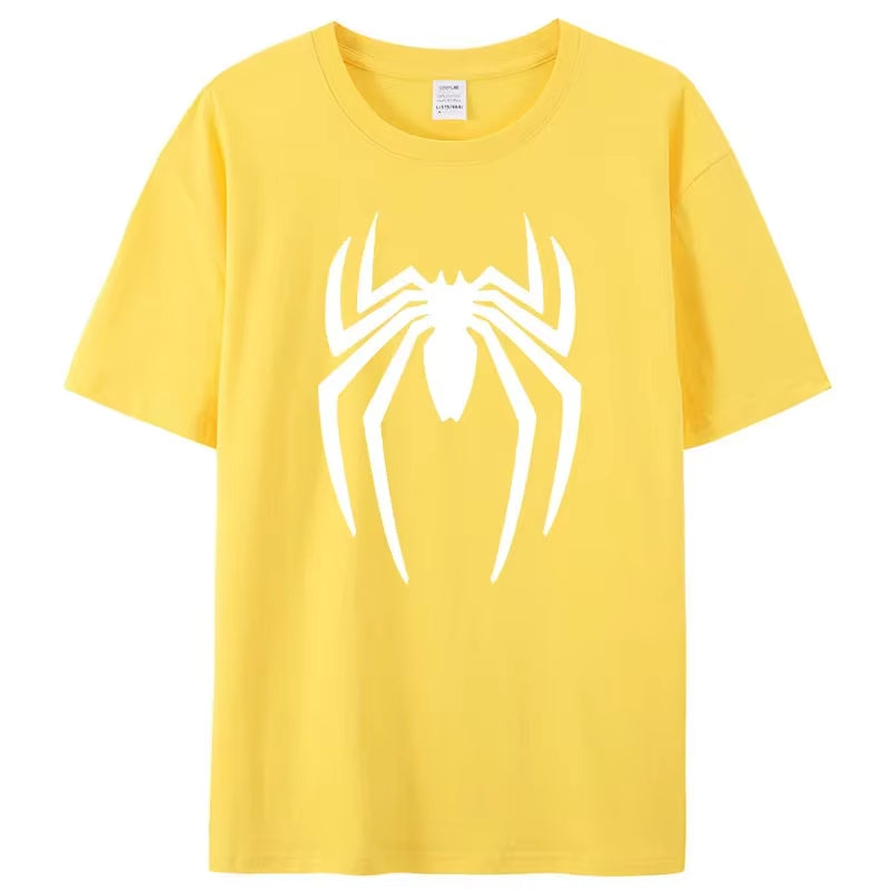 Summer Spider Hero Men’s T-Shirt – Oversized Casual Streetwear Short Sleeve Cartoon Sports Tee for Men