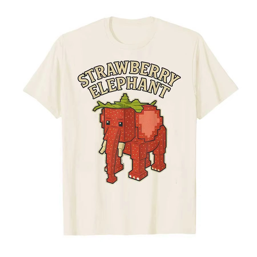 Strawberry Elephant Funny Italian Brainrot Meme T-Shirt – Popular Kids & Adults Gaming Cotton Short Sleeve Tee