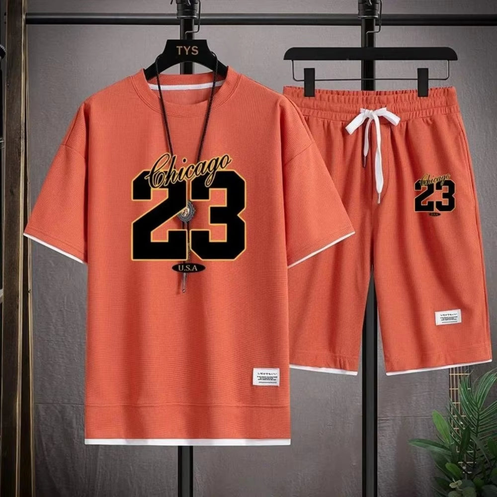 Men’s Korean Style Summer T-Shirt – Breathable Digital Print Round Neck Outdoor Top